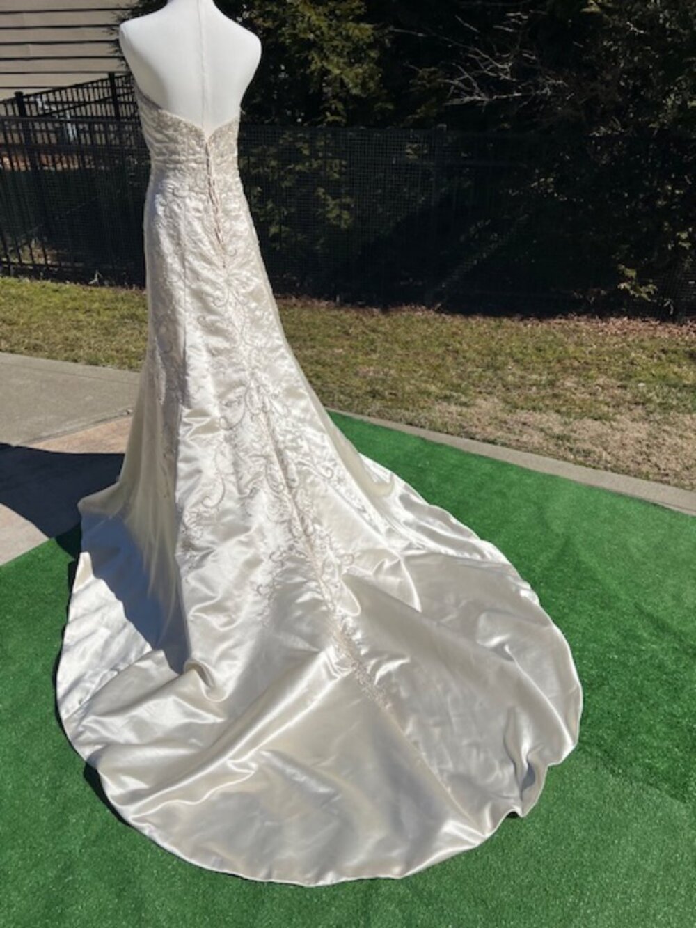 NWT Maggio Sotterio Strapless Satin Gown – Champagne & Pewter – Size 10 - Picture 15 of 16